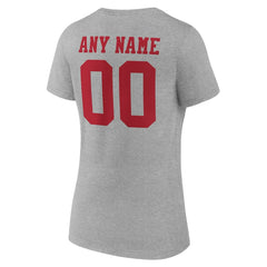 San Francisco 49ers Women's Team Authentic Personalized Name & Number V-Neck T-Shirt Gray
