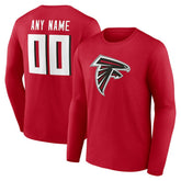 Atlanta Falcons Team Authentic Personalized Name & Number Long Sleeve T-Shirt Red