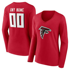 Atlanta Falcons Women's Team Authentic Personalized Name & Number Long Sleeve V-Neck T-Shirt Red