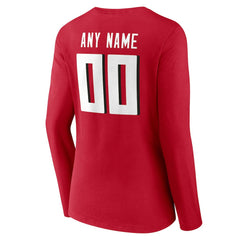 Atlanta Falcons Women's Team Authentic Personalized Name & Number Long Sleeve V-Neck T-Shirt Red