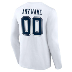 Dallas Cowboys Team Authentic Personalized Name & Number Long Sleeve T-Shirt White