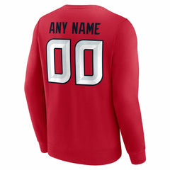 Houston Texans Team Authentic Personalized Name & Number Sweatshirt Red