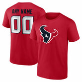 Houston Texans Team Authentic Personalized Name & Number T-Shirt Red