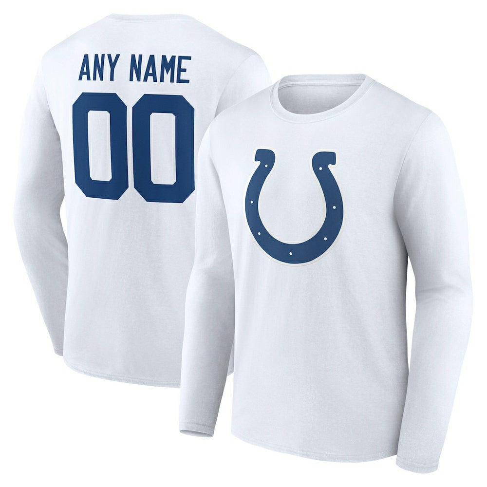 Indianapolis Colts Team Authentic Personalized Name & Number Long Sleeve T-Shirt White