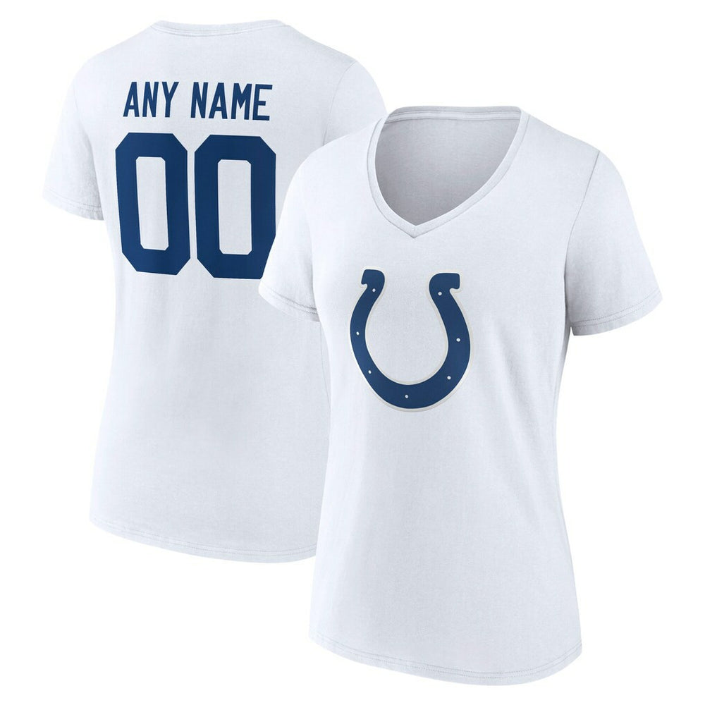Indianapolis Colts Women's Team Authentic Personalized Name & Number V-Neck T-Shirt White