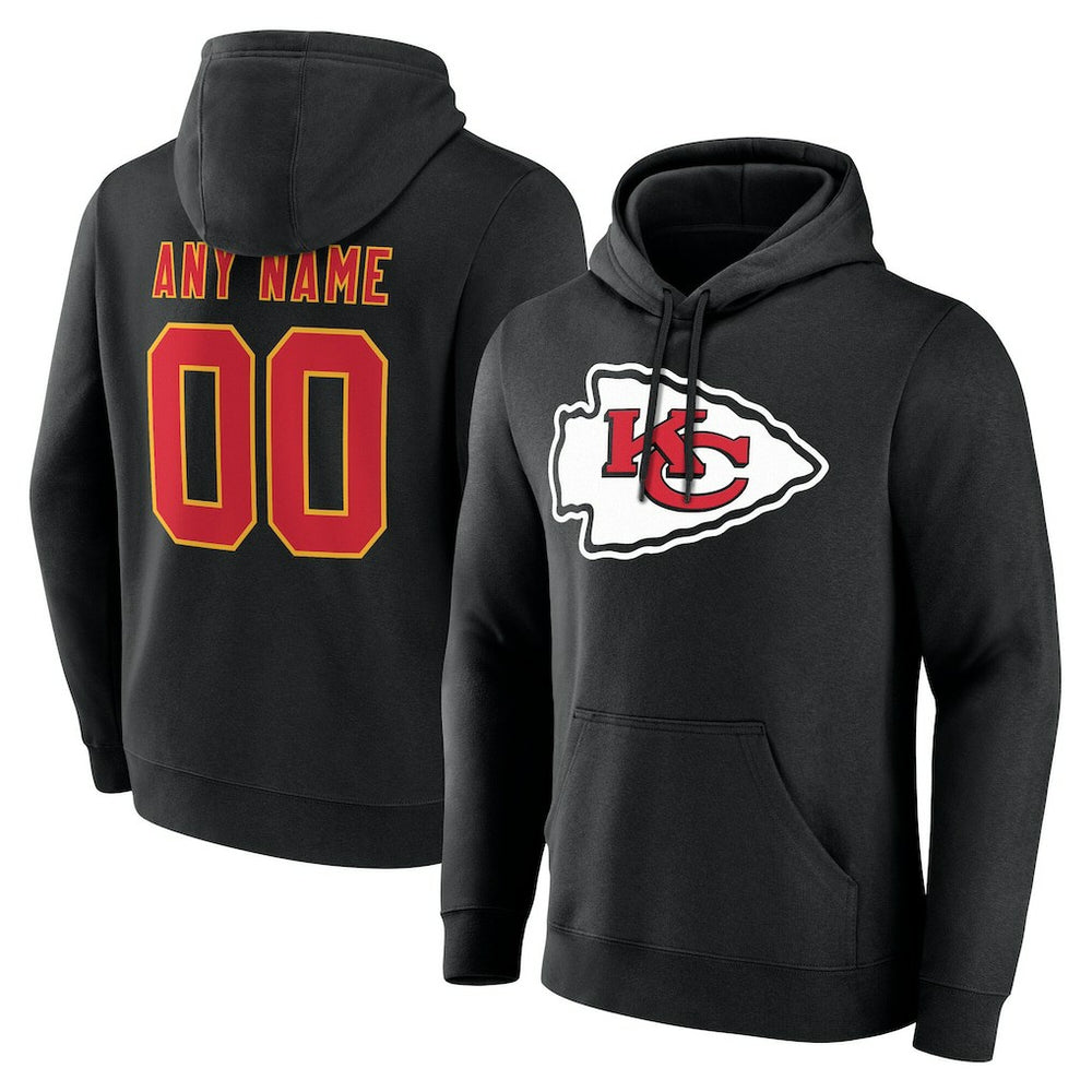 Kansas City Chiefs Team Authentic Personalized Name & Number Hoodie Black