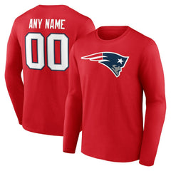 New England Patriots Team Authentic Personalized Name & Number Long Sleeve T-Shirt Red