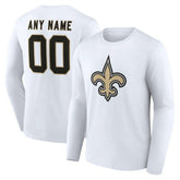 New Orleans Saints Team Authentic Personalized Name & Number Long Sleeve T-Shirt White