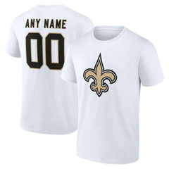 New Orleans Saints Team Authentic Personalized Name & Number T-Shirt White