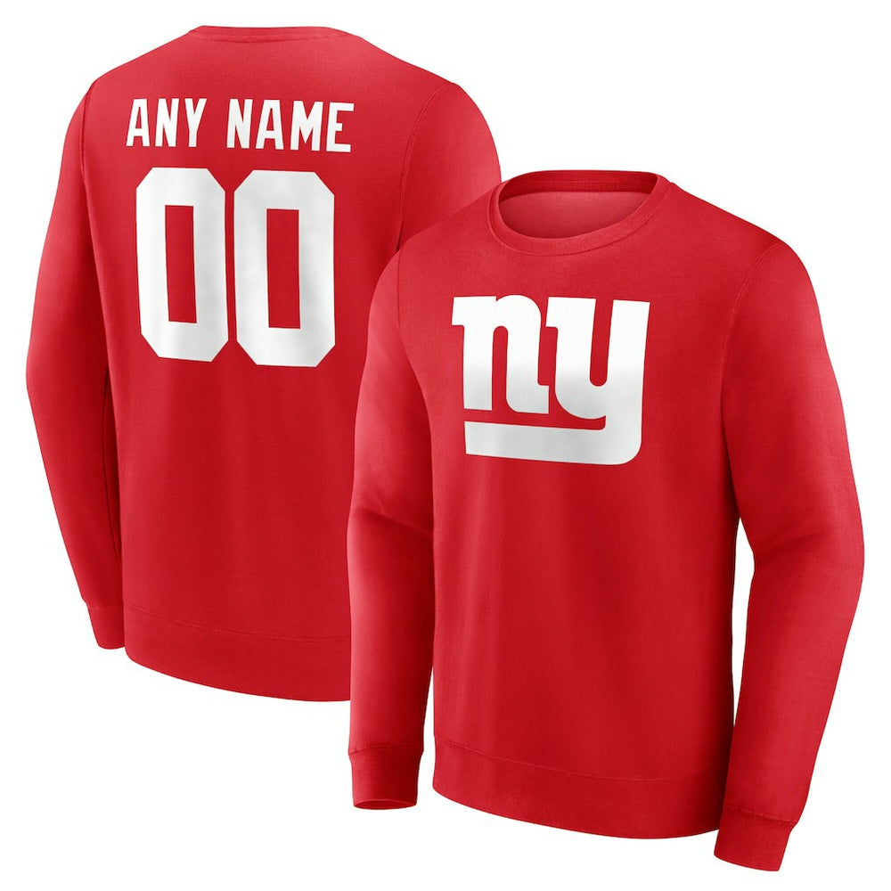 New York Giants Team Authentic Personalized Name & Number Sweatshirt Red