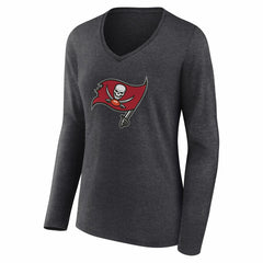Tampa Bay Buccaneers Women's Team Authentic Personalized Name & Number Long Sleeve V-Neck T-Shirt Charcoal
