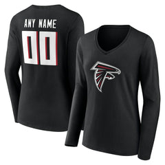 Atlanta Falcons Women's Team Authentic Personalized Name & Number Long Sleeve V-Neck T-Shirt Black