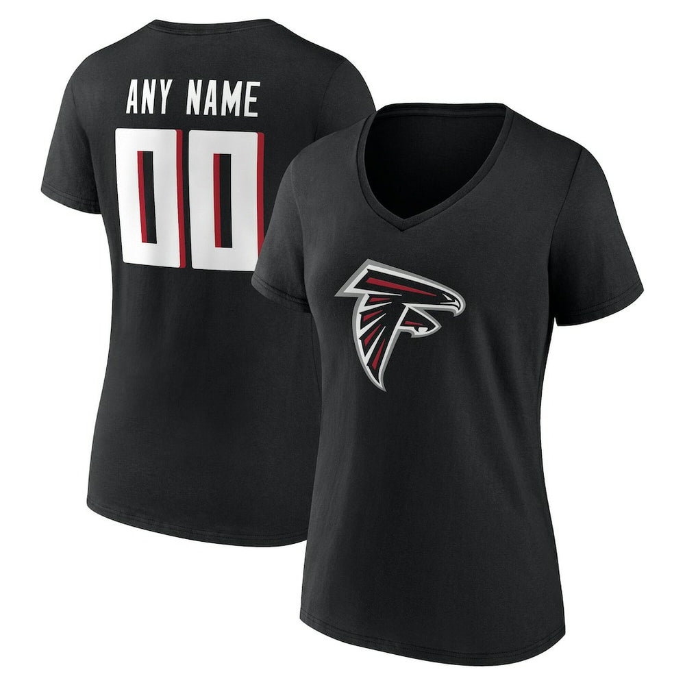 Atlanta Falcons Women's Team Authentic Personalized Name & Number V-Neck T-Shirt Black