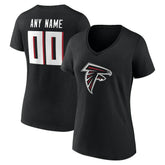 Atlanta Falcons Women's Team Authentic Personalized Name & Number V-Neck T-Shirt Black