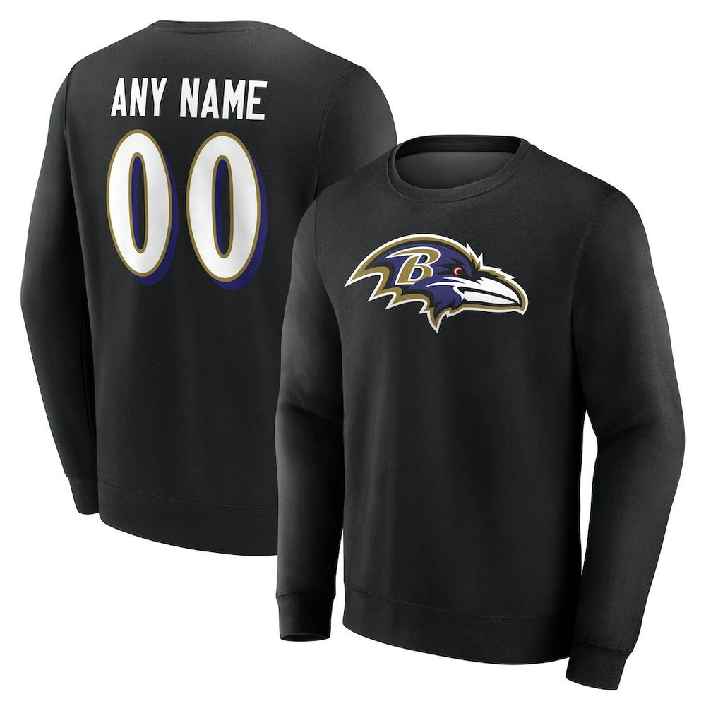 Baltimore Ravens Team Authentic Personalized Name & Number Sweatshirt Black