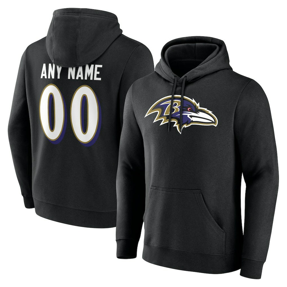 Baltimore Ravens Team Authentic Personalized Name & Number Hoodie Black