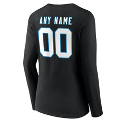 Carolina Panthers Women's Team Authentic Personalized Name & Number Long Sleeve V-Neck T-Shirt Black