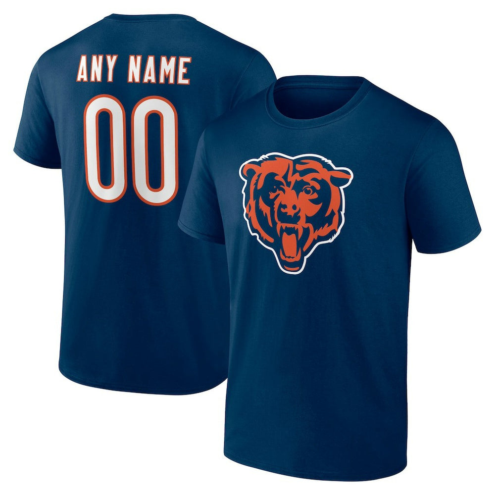 Chicago Bears Team Authentic Personalized Name & Number T-Shirt Navy