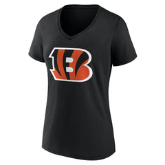 Cincinnati Bengals Women's Team Authentic Personalized Name & Number V-Neck T-Shirt Black