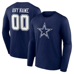 Dallas Cowboys Team Authentic Personalized Name & Number Long Sleeve T-Shirt Navy