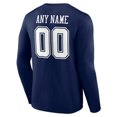 Dallas Cowboys Team Authentic Personalized Name & Number Long Sleeve T-Shirt Navy