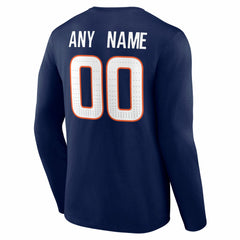Denver Broncos Team Authentic Personalized Name & Number Long Sleeve T-Shirt Navy