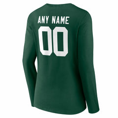 Green Bay Packers Women's Team Authentic Personalized Name & Number Long Sleeve V-Neck T-Shirt Green