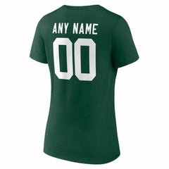 Green Bay Packers Women's Team Authentic Personalized Name & Number V-Neck T-Shirt Green