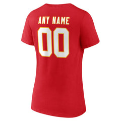 Kansas City Chiefs Women's Team Authentic Personalized Name & Number V-Neck T-Shirt Red