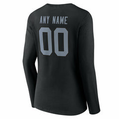 Las Vegas Raiders Women's Team Authentic Personalized Name & Number Long Sleeve V-Neck T-Shirt Black