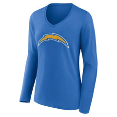 Los Angeles Chargers Women's Team Authentic Personalized Name & Number Long Sleeve V-Neck T-Shirt Powder Blue