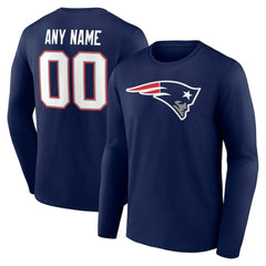 New England Patriots Team Authentic Personalized Name & Number Long Sleeve T-Shirt Navy