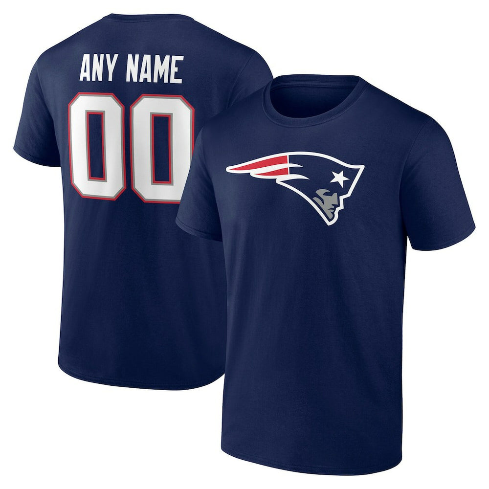 New England Patriots Team Authentic Personalized Name & Number T-Shirt Navy