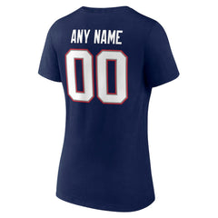 New England Patriots Women's Team Authentic Personalized Name & Number V-Neck T-Shirt Navy