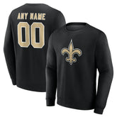 New Orleans Saints Team Authentic Personalized Name & Number Sweatshirt Black