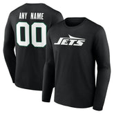 New York Jets Team Authentic Personalized Name & Number Long Sleeve T-Shirt Black