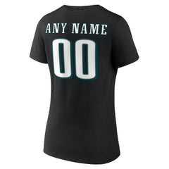 Philadelphia Eagles Women's Team Authentic Personalized Name & Number V-Neck T-Shirt Black