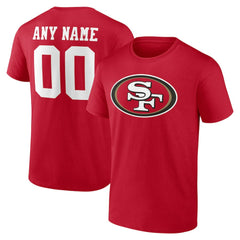 San Francisco 49ers Team Authentic Personalized Name & Number T-Shirt Scarlet