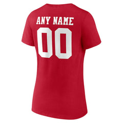 San Francisco 49ers Women's Team Authentic Personalized Name & Number V-Neck T-Shirt Scarlet