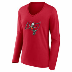 Tampa Bay Buccaneers Women's Team Authentic Personalized Name & Number Long Sleeve V-Neck T-Shirt Red