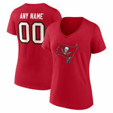 Tampa Bay Buccaneers Women's Team Authentic Personalized Name & Number V-Neck T-Shirt Red