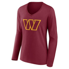 Washington Commanders Women's Team Authentic Personalized Name & Number Long Sleeve V-Neck T-Shirt Burgundy