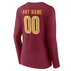 Washington Commanders Women's Team Authentic Personalized Name & Number Long Sleeve V-Neck T-Shirt Burgundy