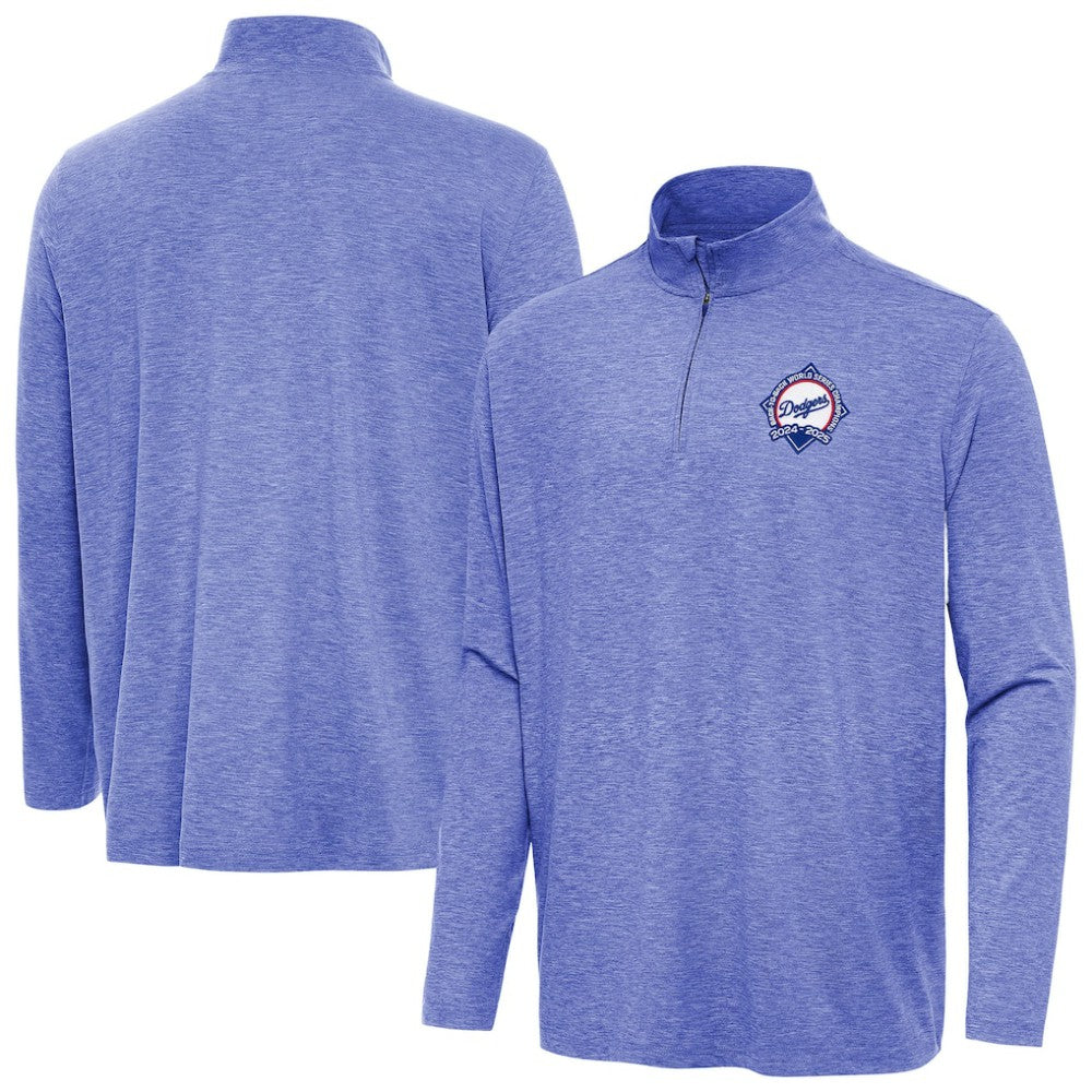 Los Angeles Dodgers Antigua Back-to-Back World Series Champions Hunk Quarter-Zip Pullover - Heather Royal - MLB on Sale