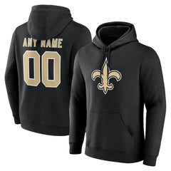New Orleans Saints Big & Tall Team Authentic Custom Hoodie Black