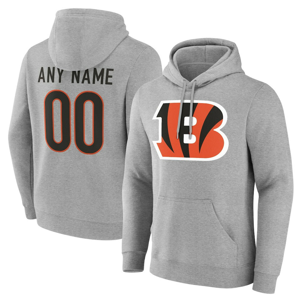 Cincinnati Bengals Big & Tall Team Authentic Custom Hoodie Gray