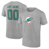 Miami Dolphins Big & Tall Team Authentic Custom T-Shirt Gray