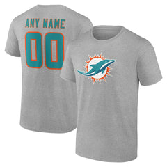Miami Dolphins Big & Tall Team Authentic Custom T-Shirt Gray