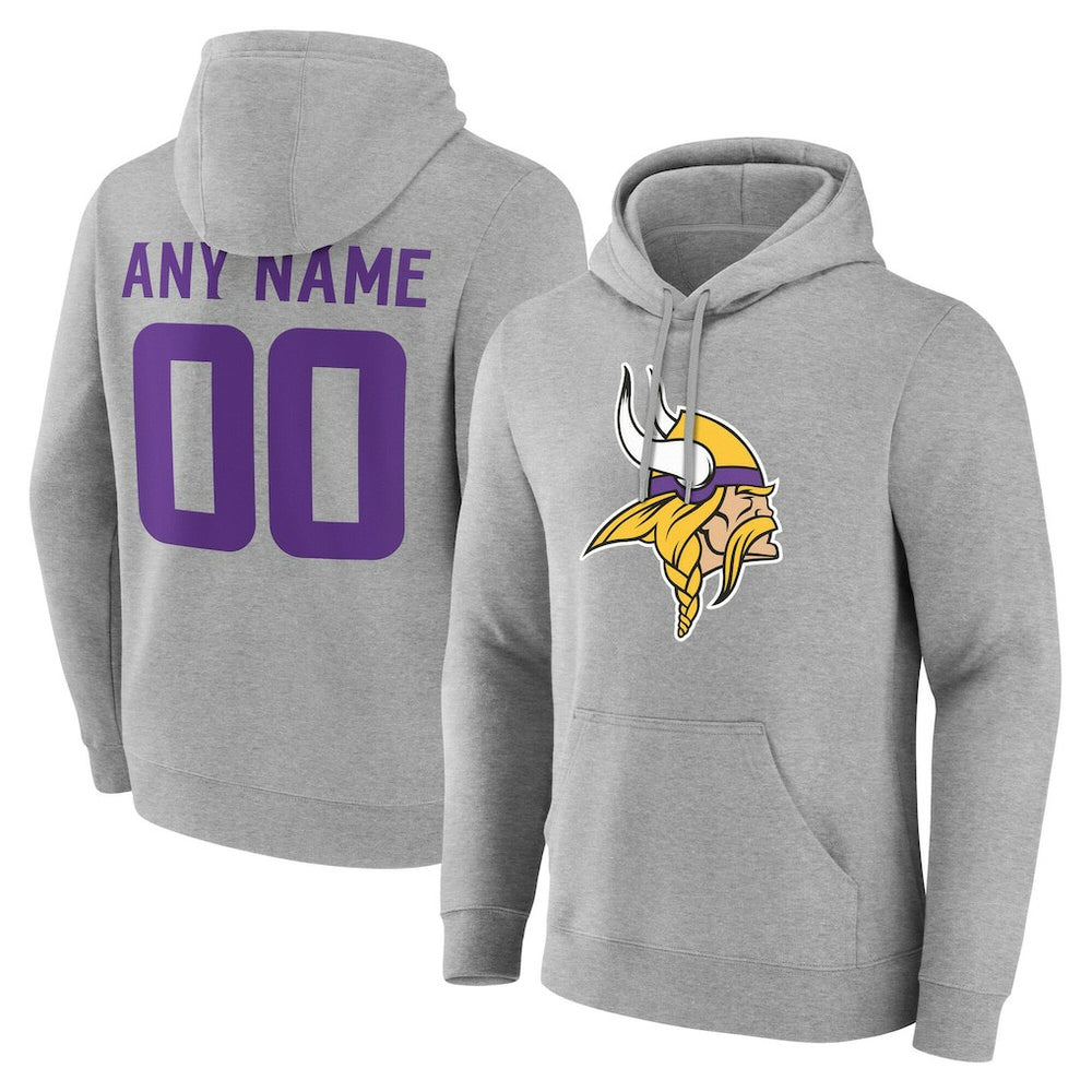 Minnesota Vikings Big & Tall Team Authentic Custom Hoodie Gray