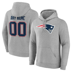 New England Patriots Big & Tall Team Authentic Custom Hoodie Gray